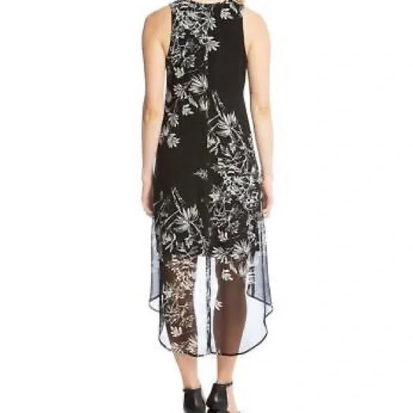 Karen Kane Hi Lo Chiffon Sleeveless V-Neck Black Dress - Picture 2 of 13